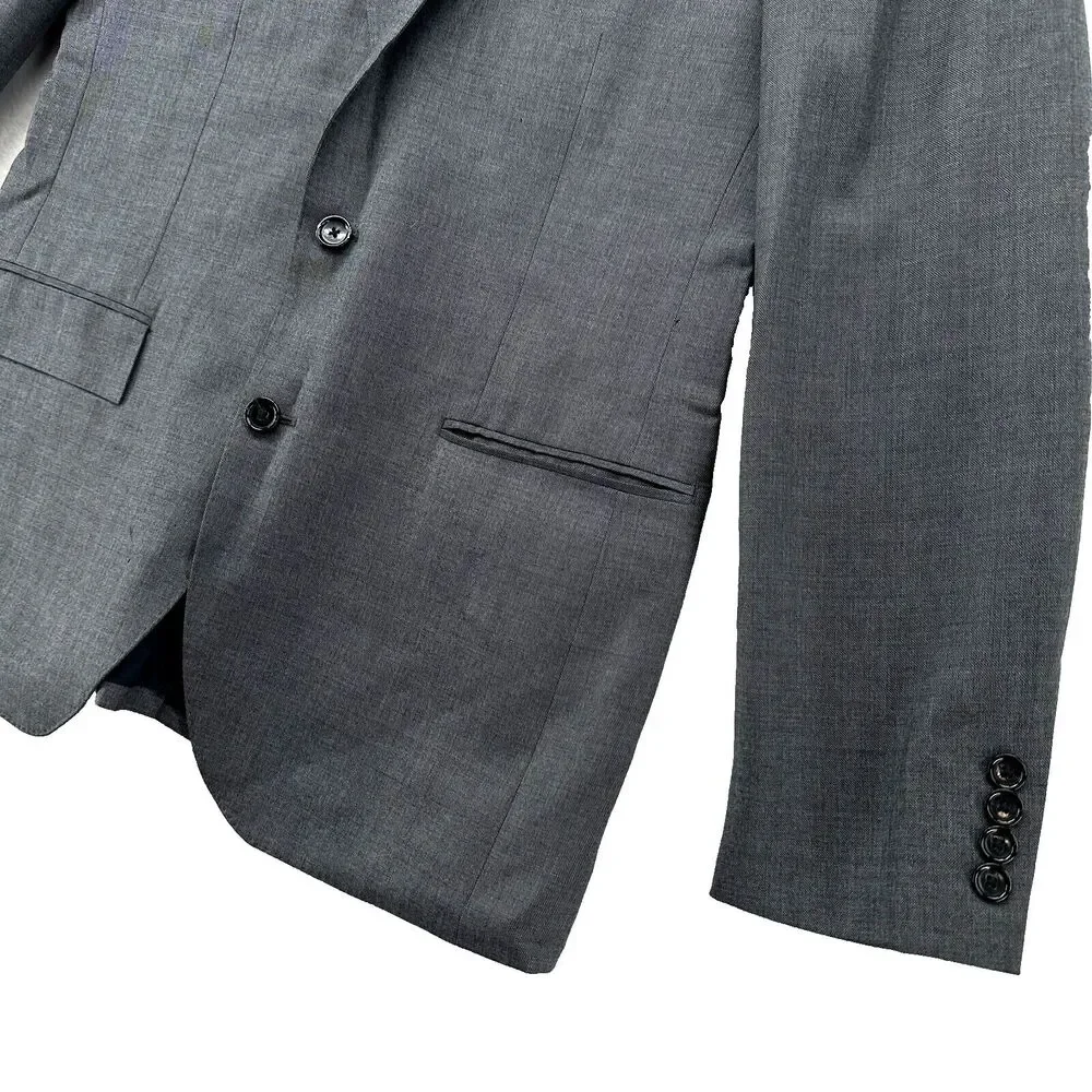 J Crew Ludlow Blazer Mens Size 40R Grey Wool Double Button Sport Jacket Coat